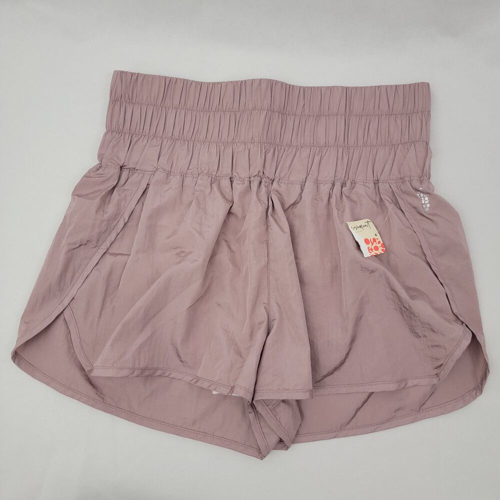 FREE PEOPLE MOVEMENT Womens Sz L The Way Home Shorts MAUVE High Waist Lined Gym